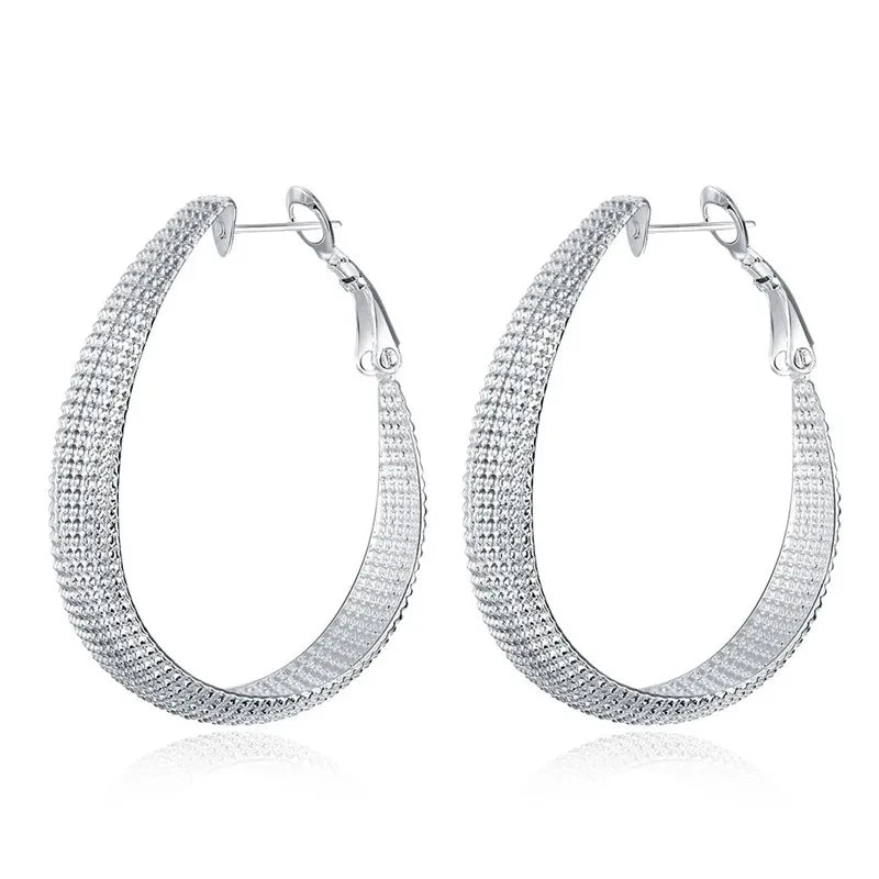 New 925 Sterling Silver Hoop Earrings For Women