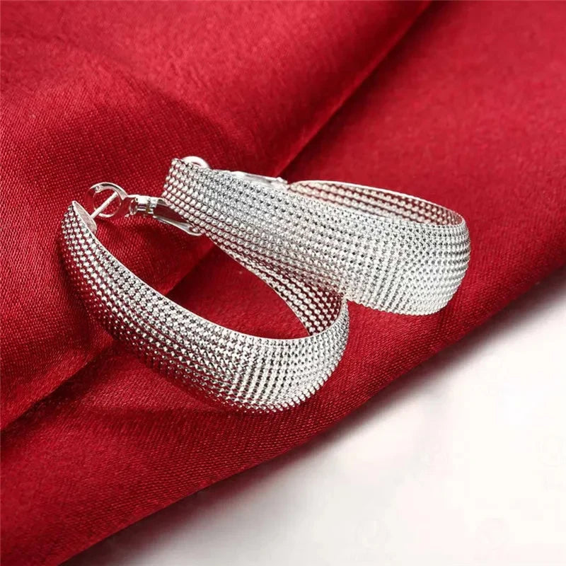 New 925 Sterling Silver Hoop Earrings For Women