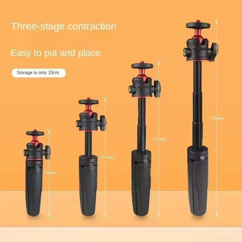 Roreta Mini Extendable Desktop Tripod Handheld Photography Bracket Stand W/ Flexible Ballhead 1/4 Inch Screw Mount for Selfie