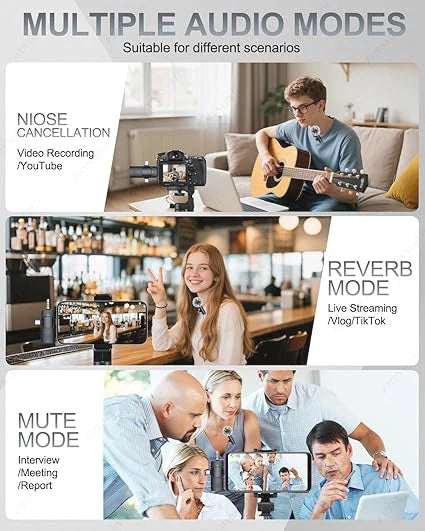 Wireless Lavalier Microphone 4 In 1  for iPhone Android 3.5mm for Radio Live Recording Noise Reduction Mini Microphone 2026 Hot