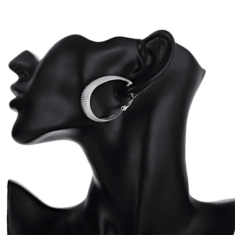 New 925 Sterling Silver Hoop Earrings For Women
