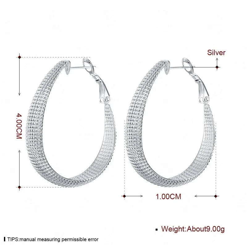 New 925 Sterling Silver Hoop Earrings For Women