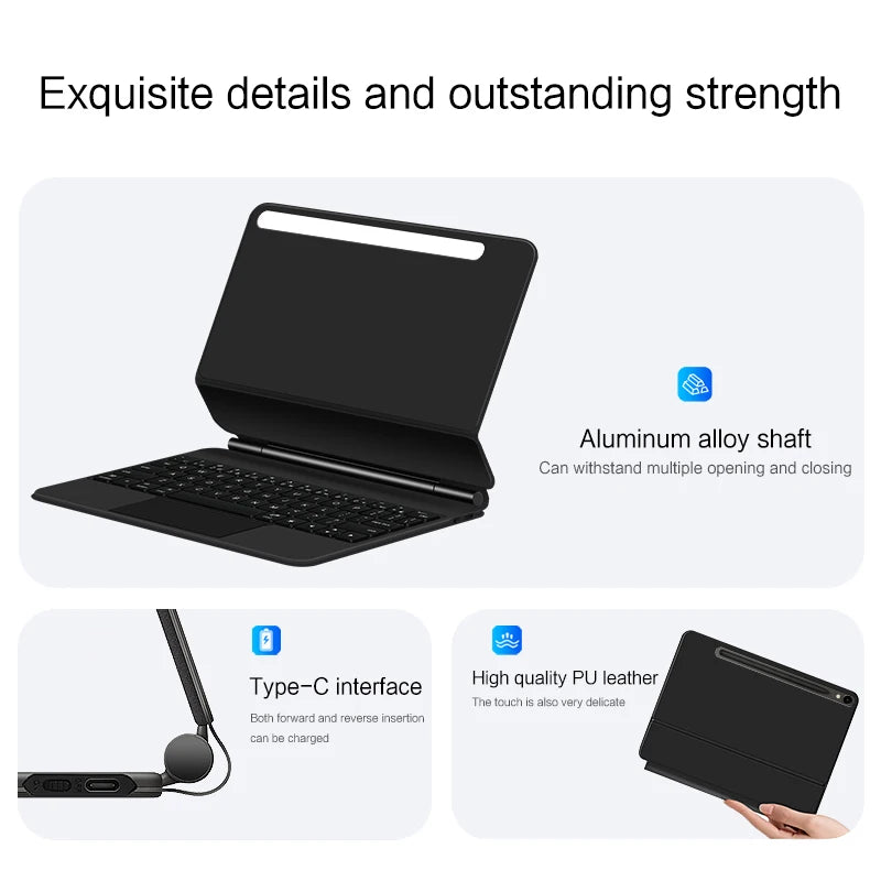 Magic Keyboard Case For Samsung Galaxy Tab S10+ S9 FE+ S9+ S8+ S7 FE Plus 12.4 inch S9 S8 11 Tablet Book Cover Slim Key Touchpad
