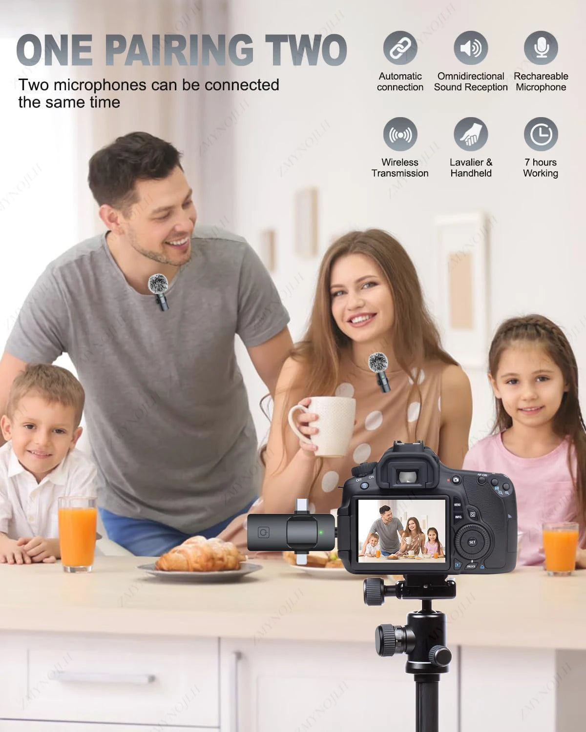 Wireless Lavalier Microphone 4 In 1  for iPhone Android 3.5mm for Radio Live Recording Noise Reduction Mini Microphone 2026 Hot