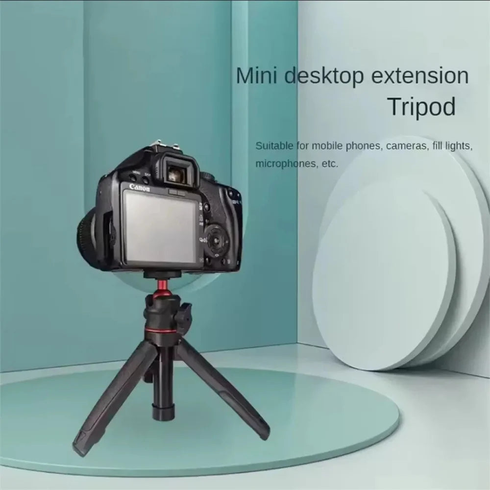 Roreta Mini Extendable Desktop Tripod Handheld Photography Bracket Stand W/ Flexible Ballhead 1/4 Inch Screw Mount for Selfie