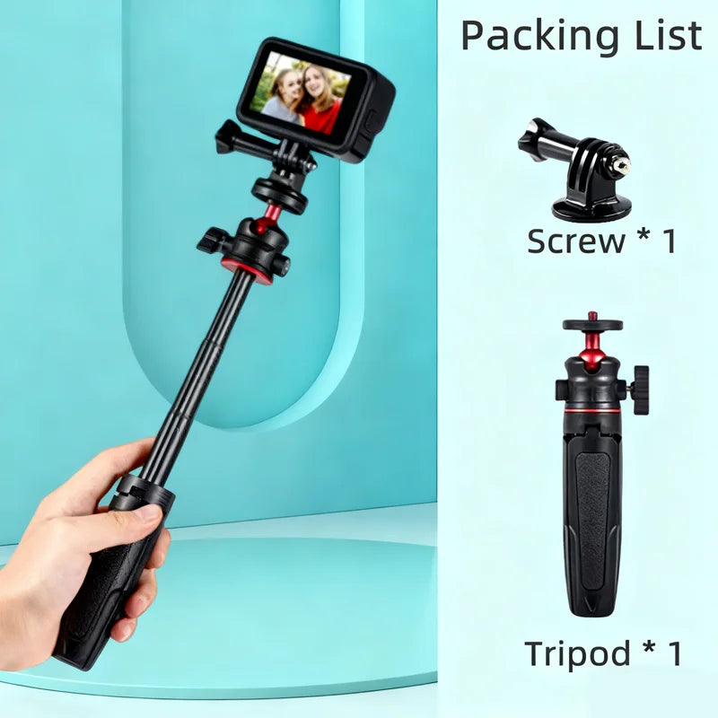 Roreta Mini Extendable Desktop Tripod Handheld Photography Bracket Stand W/ Flexible Ballhead 1/4 Inch Screw Mount for Selfie
